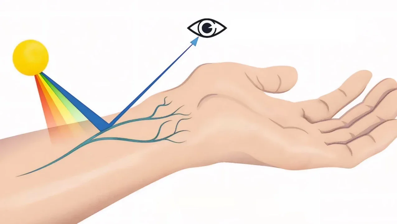 image about لماذا لون الوريد أزرق بالرغم من احتوائه على دم أحمر اللون؟