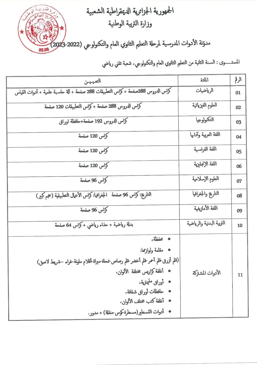 image about الدخول المدرسي 2022/2023 قائمة الأدوات المدرسية لمختلف الأطوار  التعليمية  و موعد الرجوع لمقاعد الدراسة 
