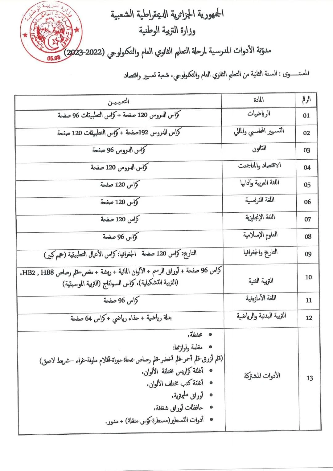 image about الدخول المدرسي 2022/2023 قائمة الأدوات المدرسية لمختلف الأطوار  التعليمية  و موعد الرجوع لمقاعد الدراسة 
