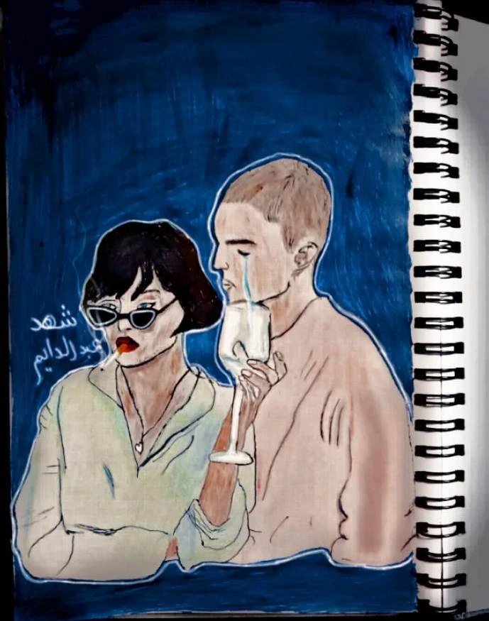 image about الفنانة شهد عبدالدايم تبدع في رسوماتها بأقلام الحبر والجاف