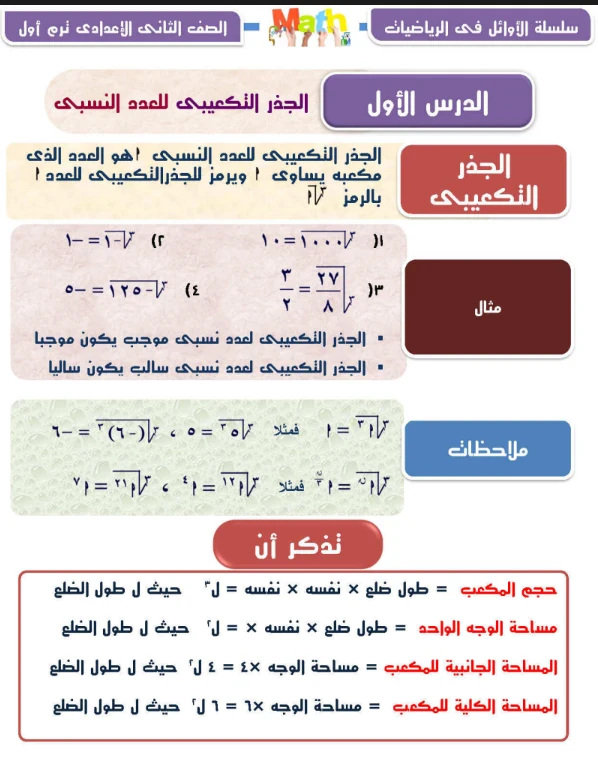 image about تحميل أفضل مذكرة رياضيات للصف الثاني الاعدادي الترم الول 2025