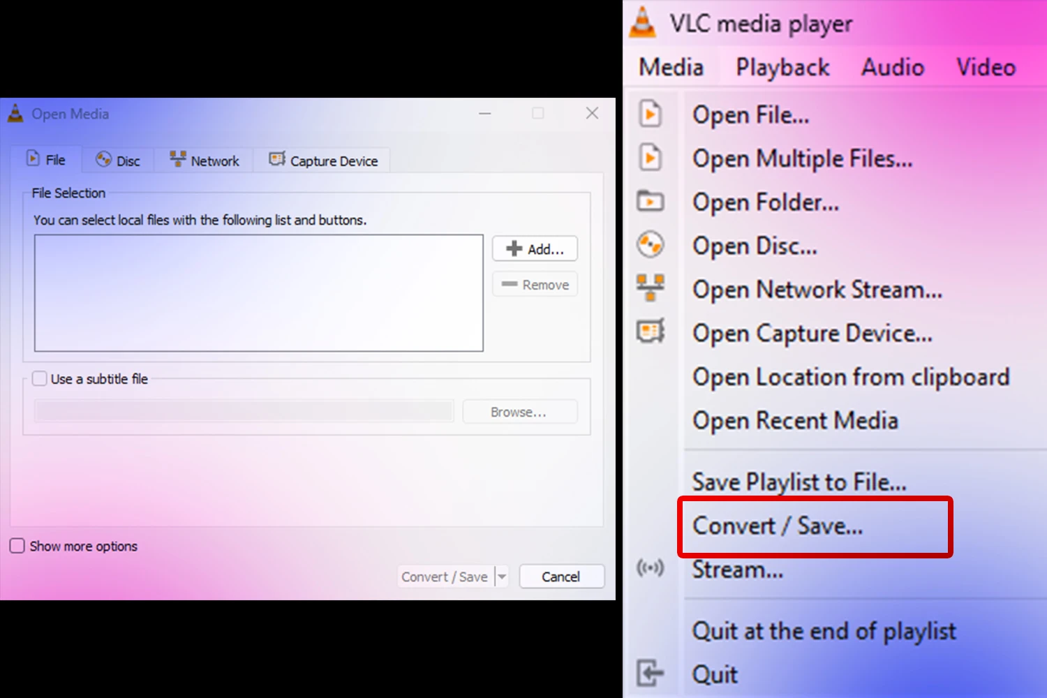 image about طريقة تحويل الفيديو الى صوت للكمبيوتر من برنامج vlc media player