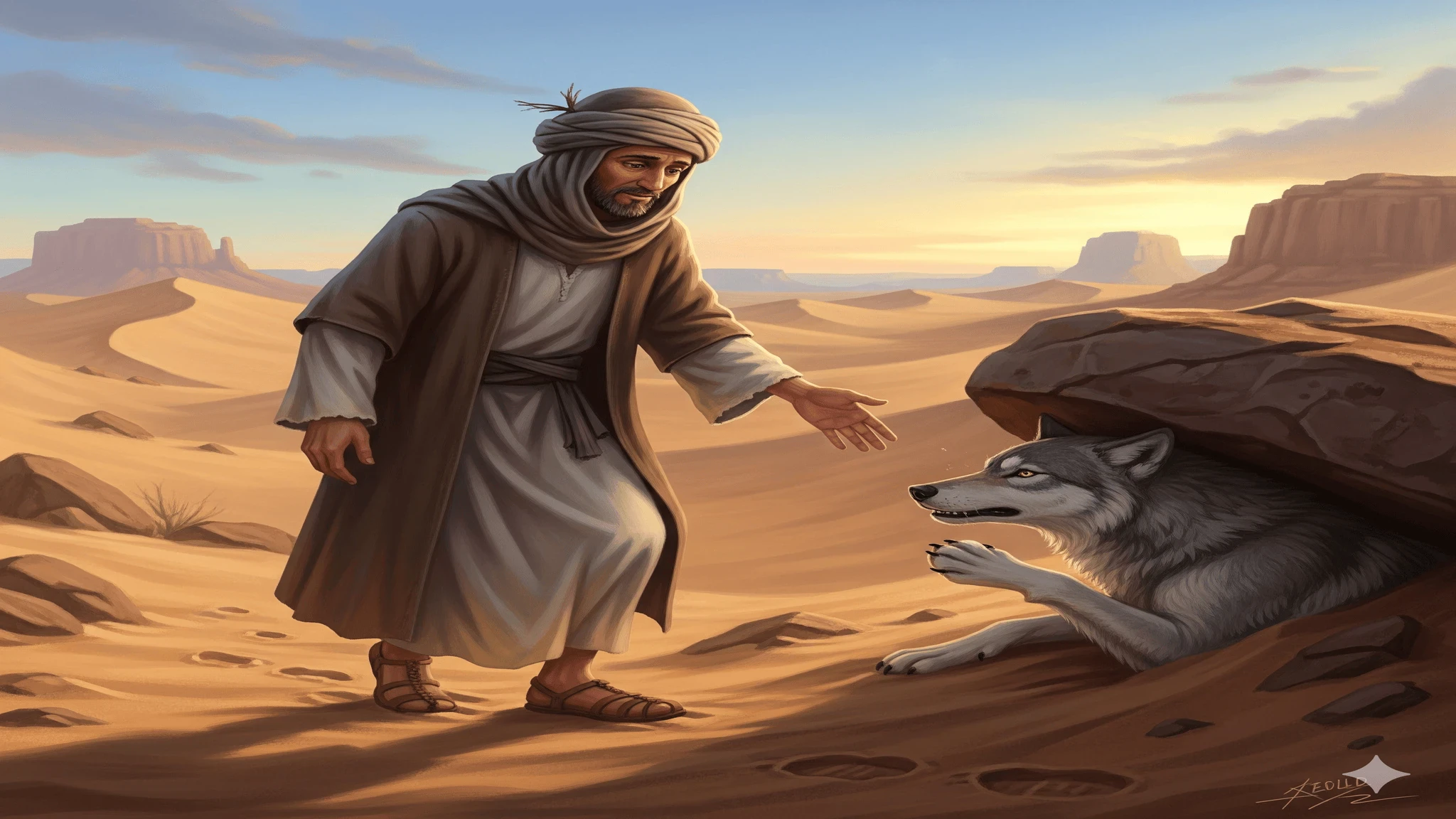 image about قصة الرجل الفقير الذي طردتة زوجتة فقابل ذئب واصبح أغنى رجل في القرية