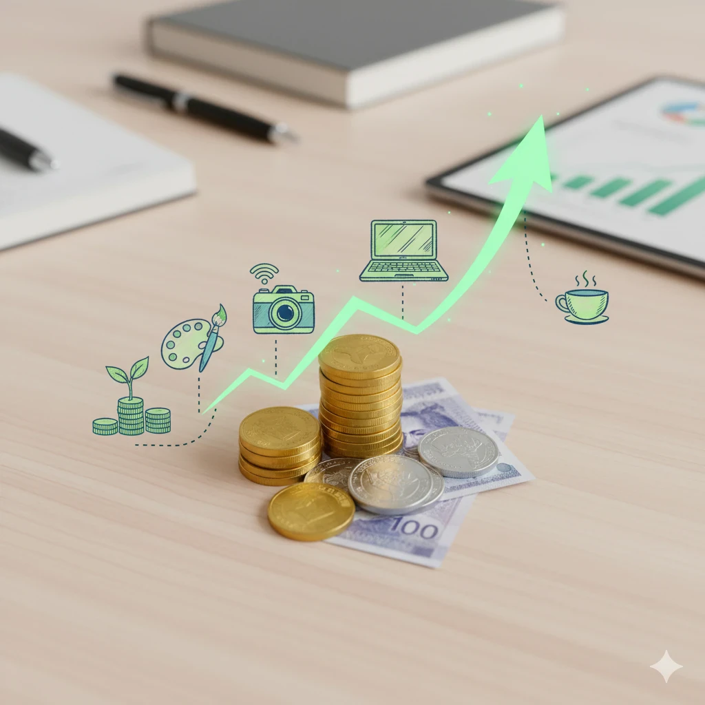 image about 💰 من فكرة إلى ثروة: 7 خطوات عملية لتحويل هواياتك ومهاراتك إلى مدخول شهري إضافي!