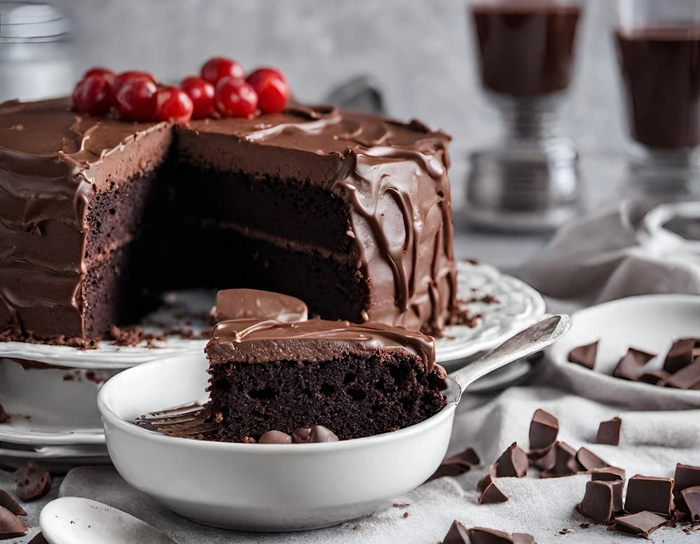image about  طريقة عمل كيكة الشوكولاتة في البيت هشة ولذيذة مثل المحلات