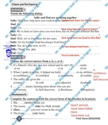 image about حل كتاب التقييمات في اللغة الإنجليزية للصف الثالث الإعدادي الترم الأول 2026 PDF
