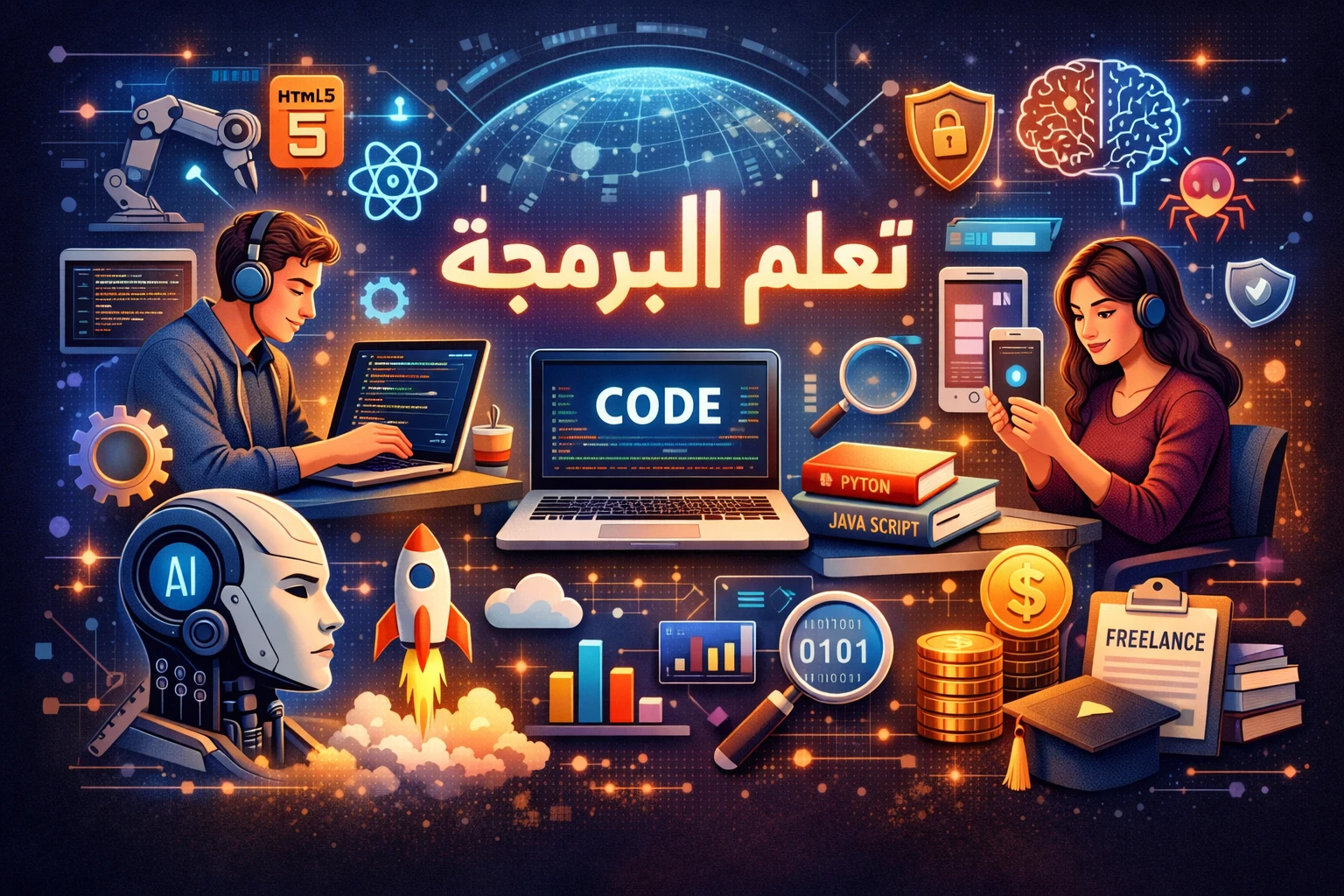 image about تعلم البرمجة من الصفر إلى الاحتراف في 2026: أهم الأنواع وأفضل المواقع المجانية لبدء طريقك نحو الربح من الإنترنت
