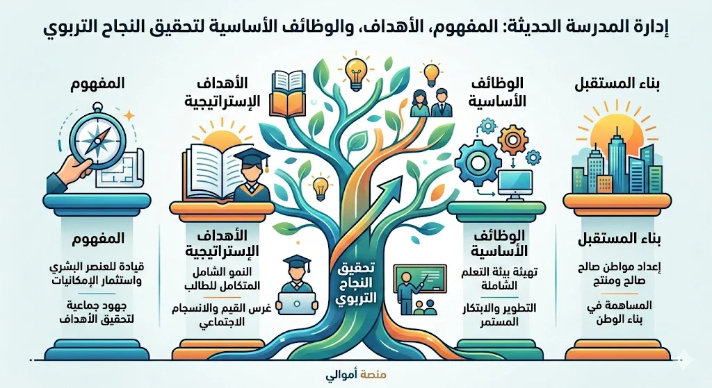 image about إدارة المدرسة الحديثة: المفهوم، الأهداف، والوظائف الأساسية لتحقيق النجاح التربوي