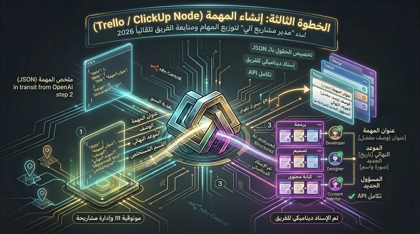 image about أتمتة إدارة المشاريع: كيف توزع المهام وتتابع فريقك تلقائياً بـ n8n؟