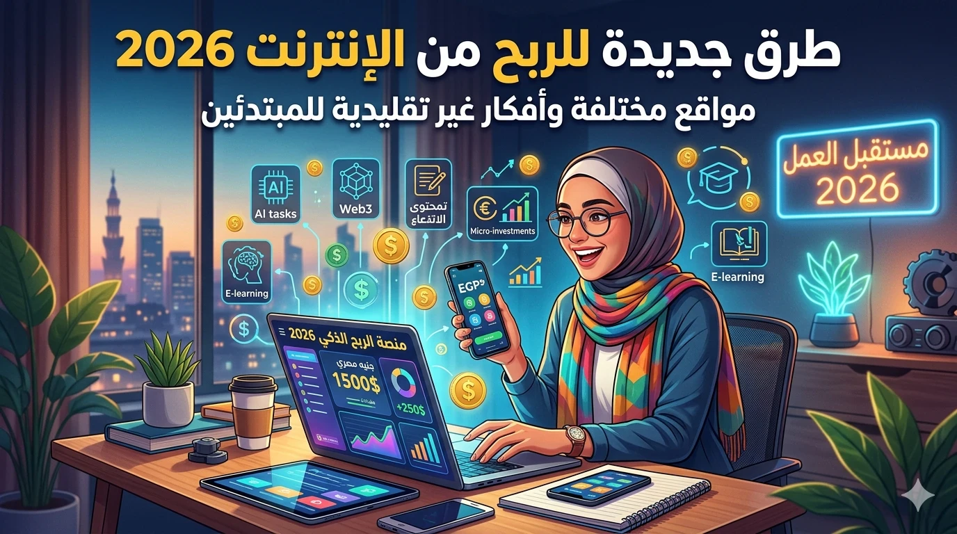 image about طرق جديدة للربح من الإنترنت مجانًا 2026: مواقع مختلفة وأفكار غير تقليدية للمبتدئين