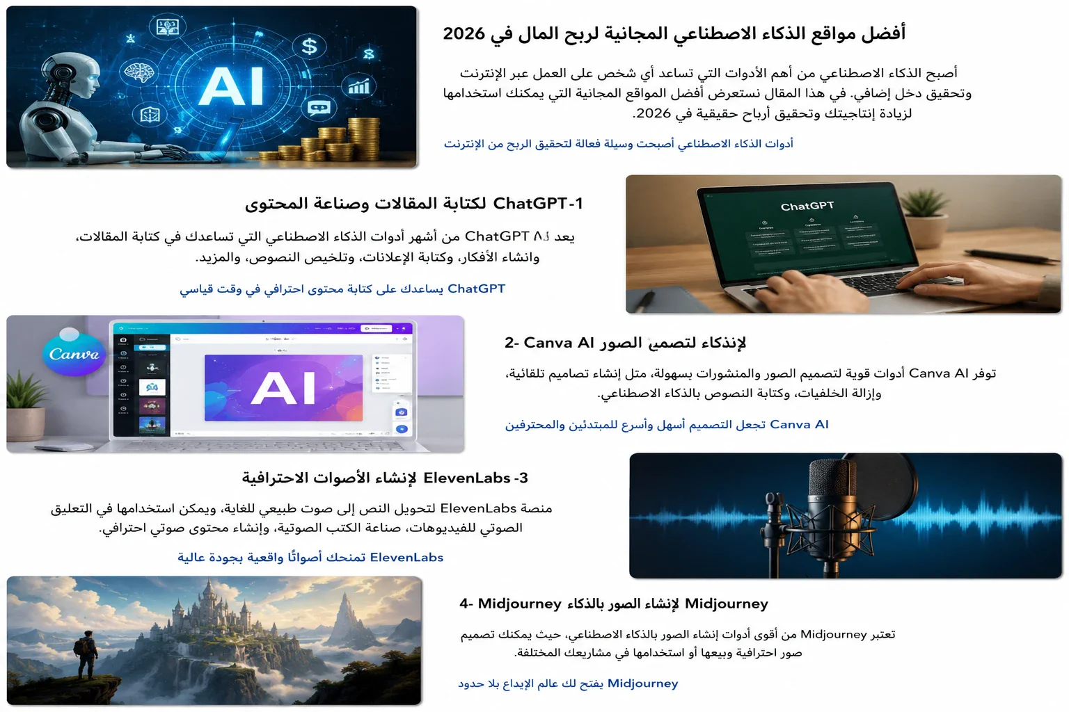 image about أفضل مواقع الذكاء الاصطناعي المجانية لربح المال في 2026