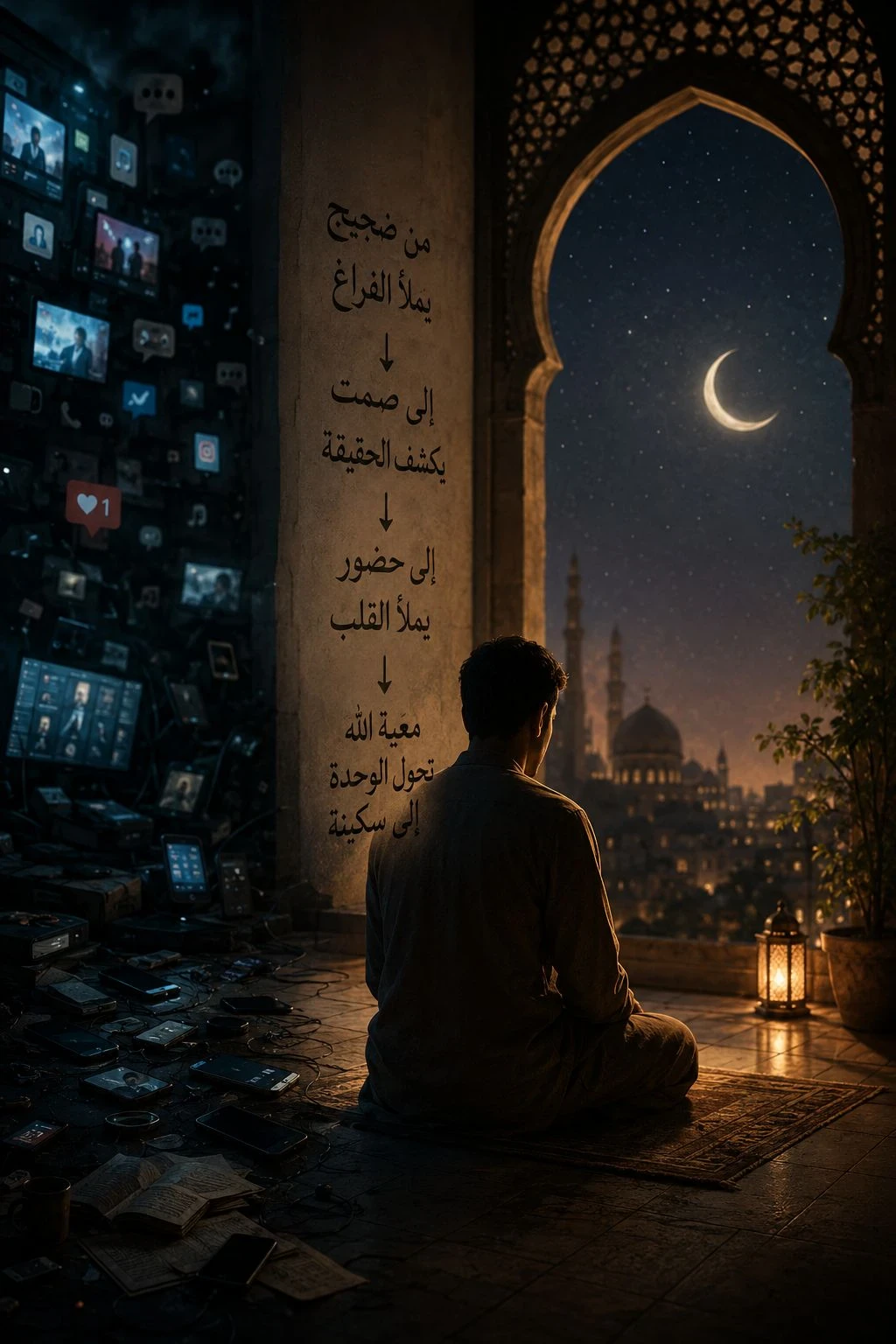 image about لماذا يهربُ الإنسانُ من الصمت… رغم أن اللهَ فيه أقرب.