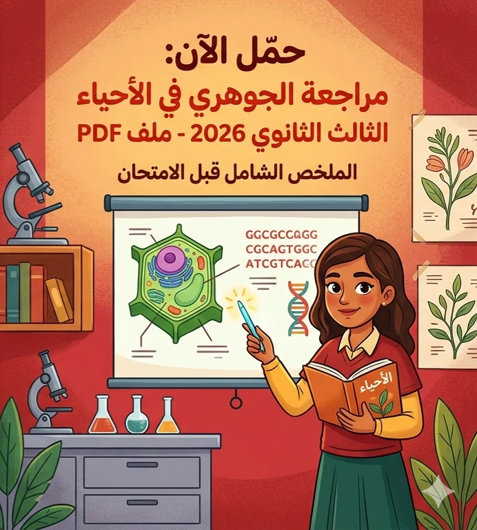 image about 📒 تحميل مذكرة الجوهري أحياء ثالثة ثانوي 2026 PDF | أقوى مراجعة نهائية تضمن لك التفوق في امتحان الأحياء