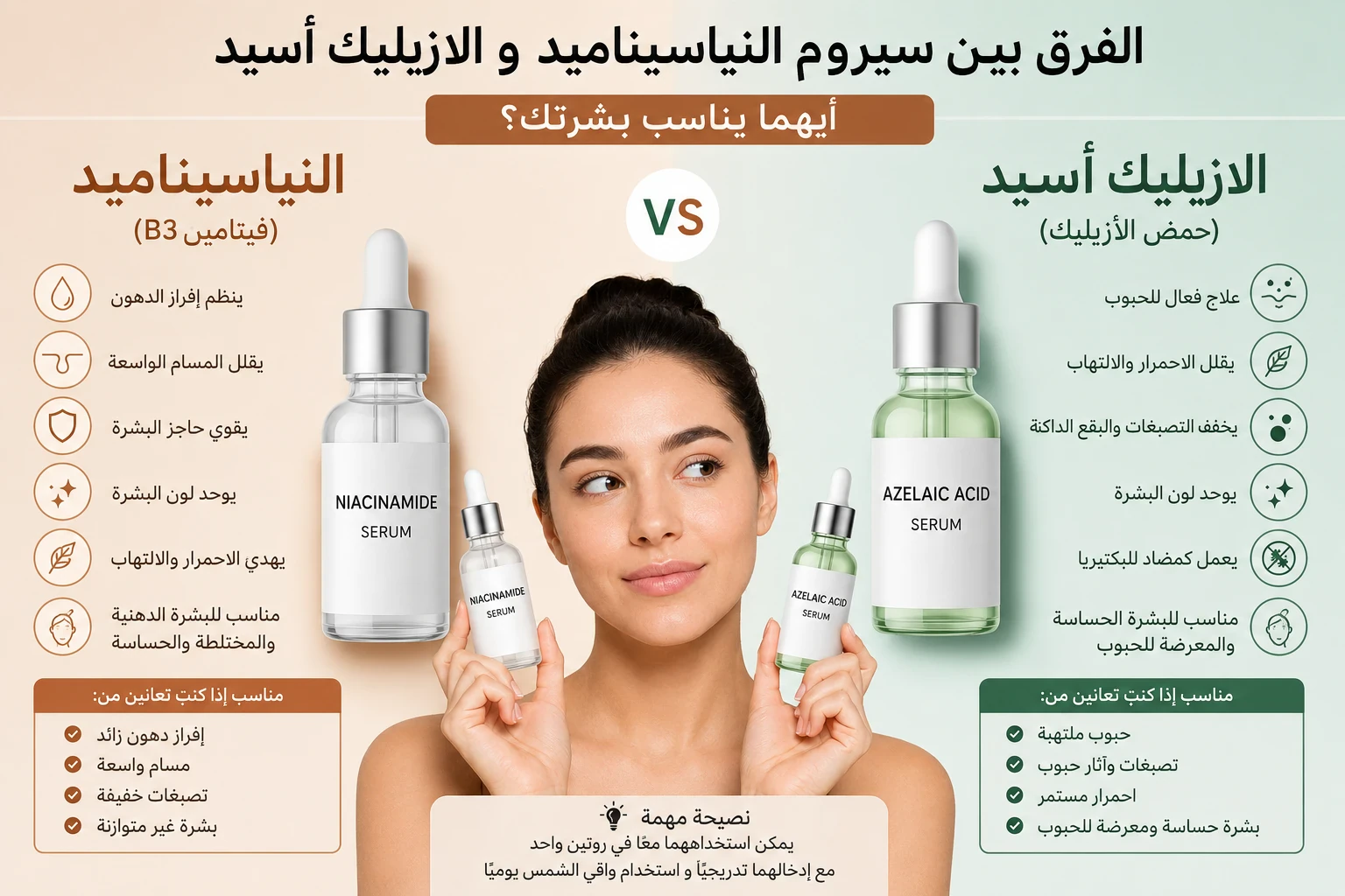 image about الفرق بين سيروم النياسيناميد وسيروم الأزيليك أسيد: أيهما أفضل لبشرتك؟