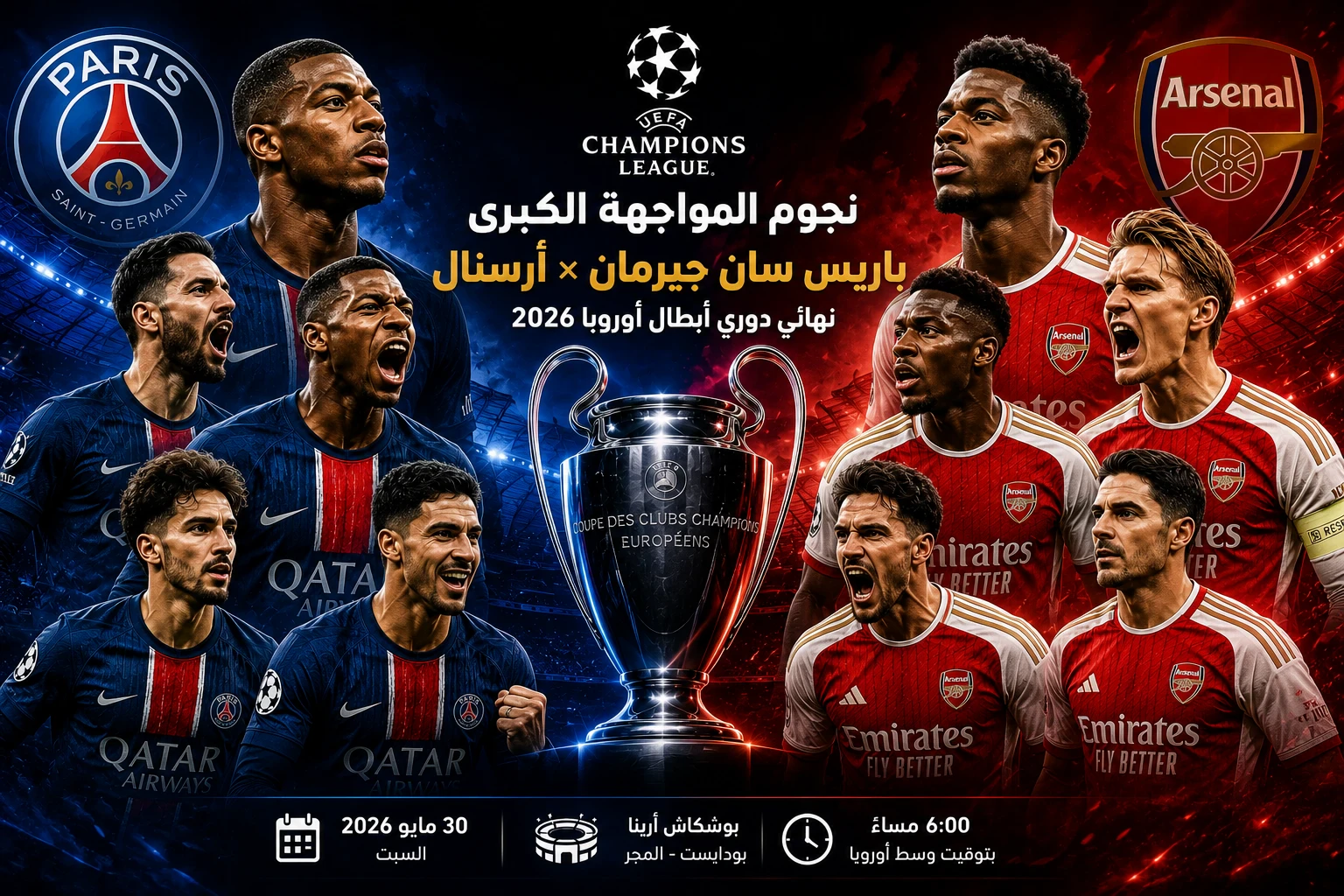 image about باريس سان جيرمان ضد أرسنال.. موعد نهائي دوري أبطال أوروبا والقناة الناقلة