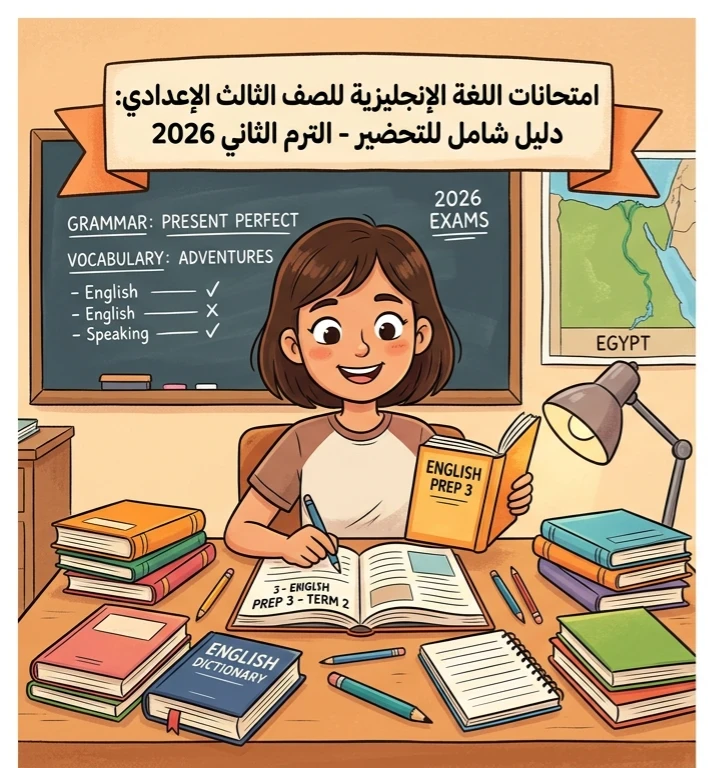 image about 📕 أقوى امتحانات اللغة الإنجليزية للصف الثالث الإعدادي الترم الثاني 2026 PDF بالإجابات | مراجعة نهائية تضمن التفوق