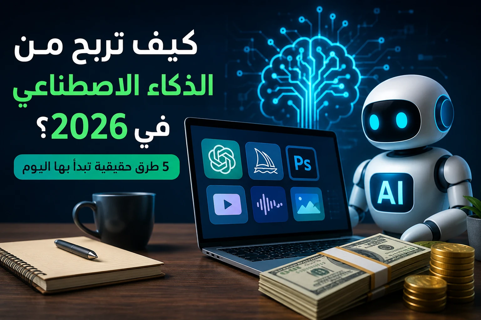 image about كيف تربح من الذكاء الاصطناعي في 2026؟ دليل شامل للمبتدئين لتحقيق دخل حقيقي