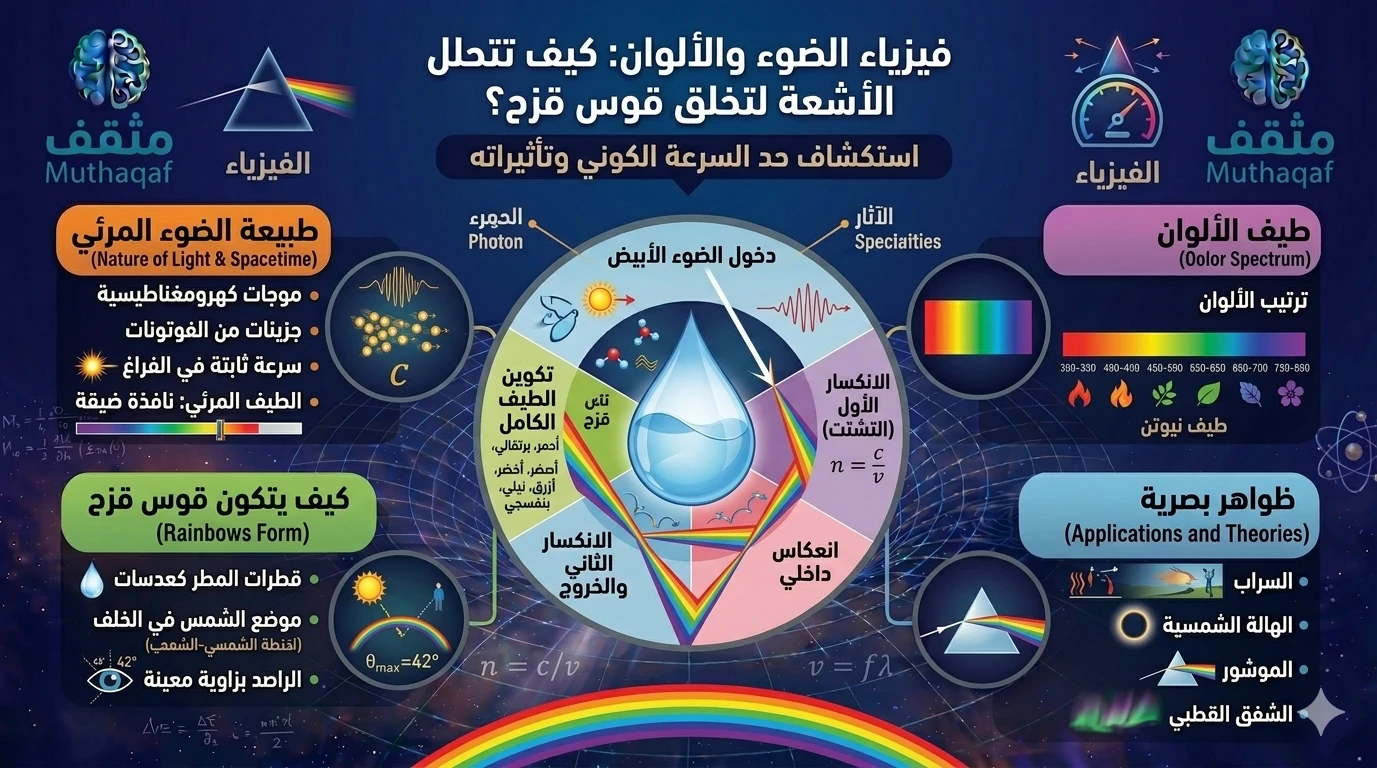image about فيزياء الضوء والألوان: كيف تتحلل الأشعة لتخلق قوس قزح؟
