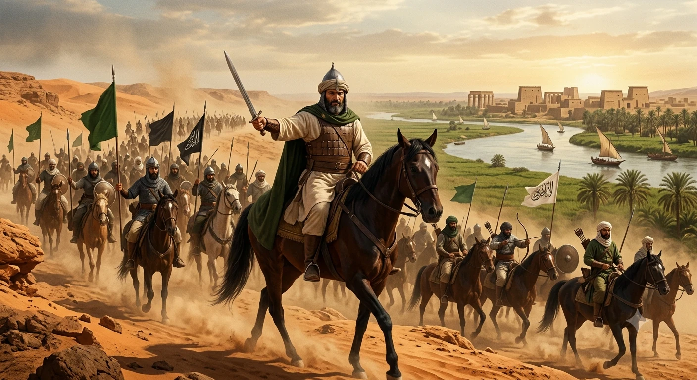image about فكرة و سبب مجئ عمرو بن العاص و مظاهر الحضارة  وكيف رحب به المصريون لتخليصهم من البيزنطيين و السبب الجزء التاني
