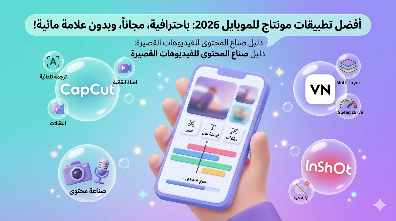 image about أفضل تطبيقات مونتاج مجانية للموبايل 2026 بدون علامة مائية