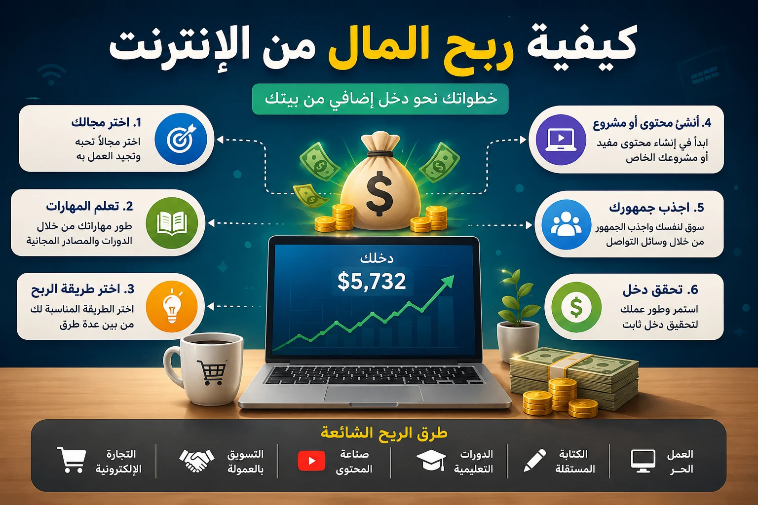 image about أفضل 5 طرق للربح من الإنترنت للمبتدئين في 2026