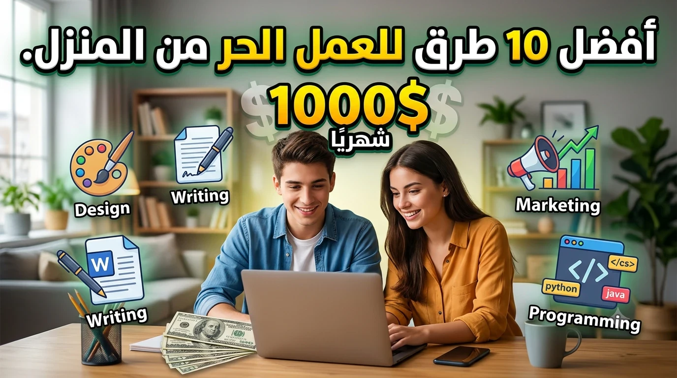 image about أفضل 10 طرق للعمل الحر وتحقيق 1000 دولار شهريًا من المنزل في 2026