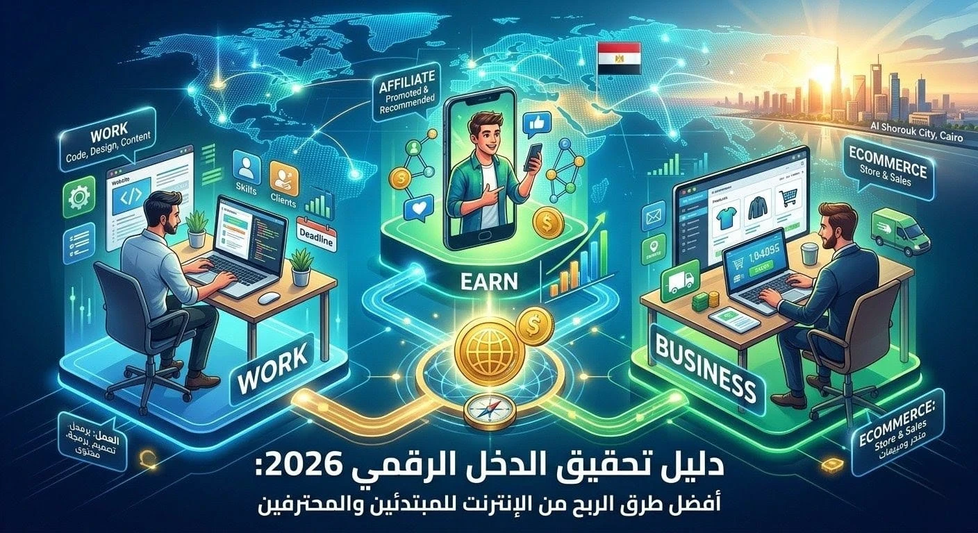 image about دليل تحقيق الدخل الرقمي 2026: أفضل طرق الربح من الإنترنت للمبتدئين والمحترفين