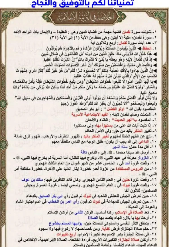 image about تحميل الخلاصة في التربية الدينية بالإجابات للصف الثالث الثانوي 2026 PDF إعداد الأستاذ هاني الكردوني