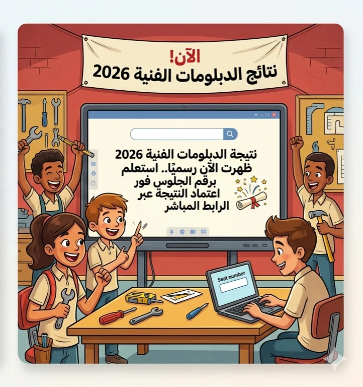 image about 📝 نتيجة الدبلومات الفنية 2026 ظهرت الآن رسميًا.. استعلم برقم الجلوس فور اعتماد النتيجة عبر الرابط المباشر