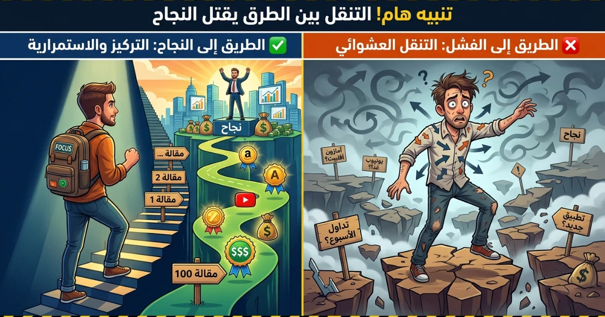 image about 💣 لماذا يفشل 90% من المبتدئين في الربح من الإنترنت رغم كثرة الطرق؟ (السبب الحقيقي الذي لا يخبرك به أحد)