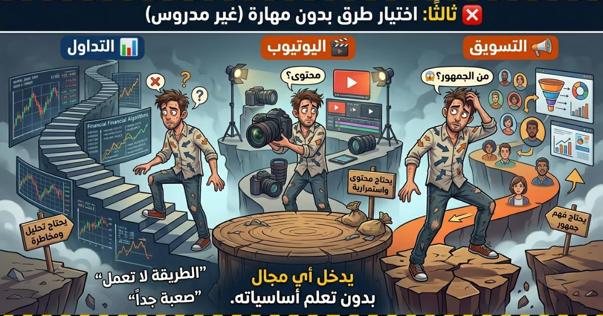 image about 💣 لماذا يفشل 90% من المبتدئين في الربح من الإنترنت رغم كثرة الطرق؟ (السبب الحقيقي الذي لا يخبرك به أحد)