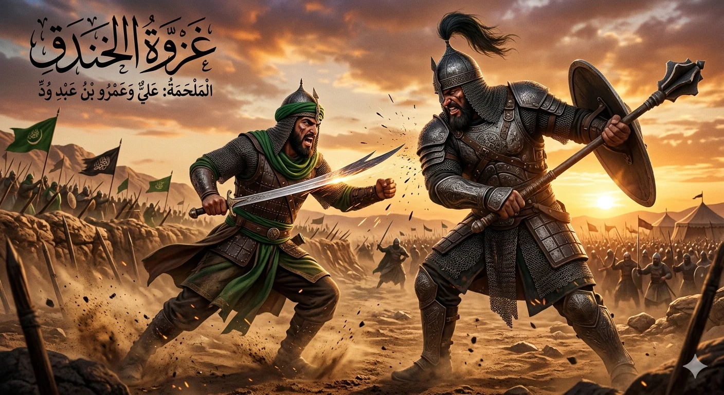 image about مبارزة عمرو بن ود وعلي بن أبي طالب: المعركة التي غيّرت مسار غزوة الخندق