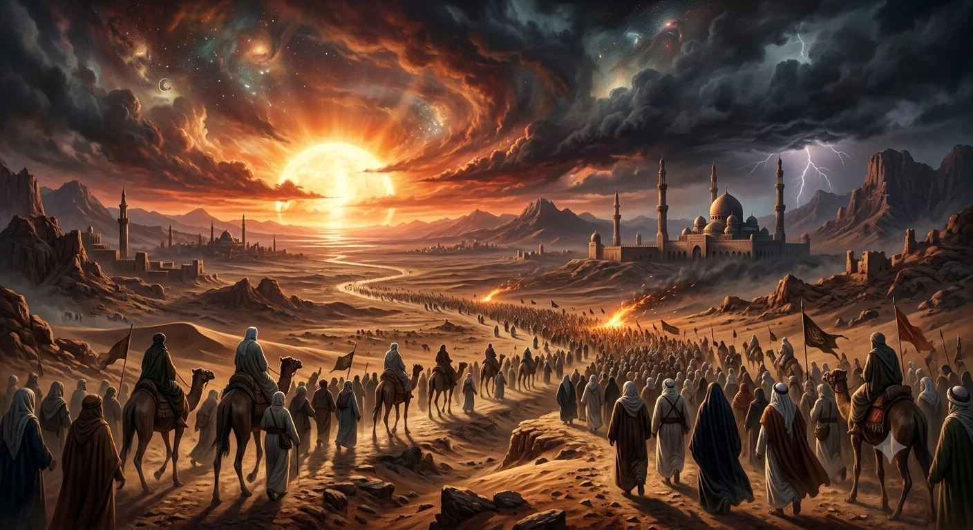 image about طلوع الشمس من مغربها وإغلاق باب التوبة والخسوف الثلاثة والنار التي تحشر الناس | أخطر علامات الساعة الكبرى