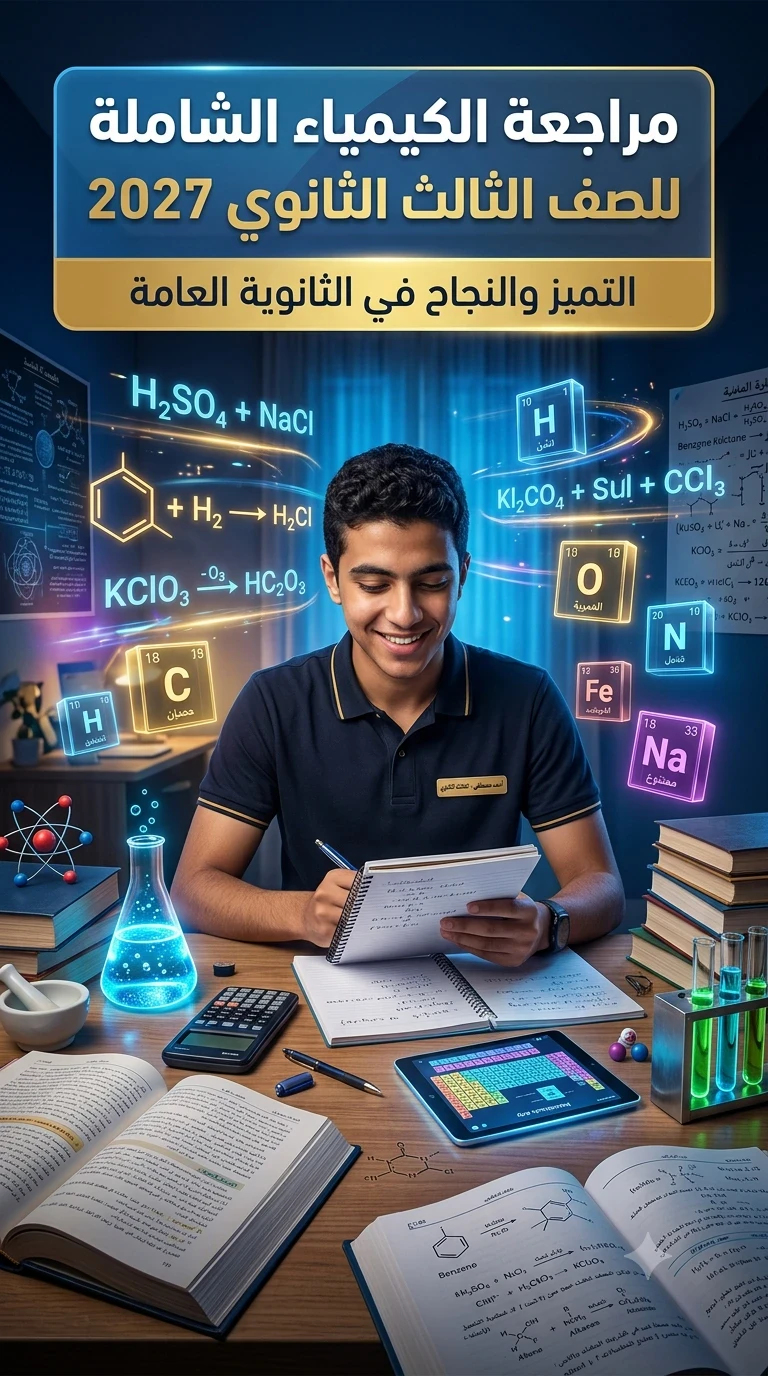 image about مراجعة الكيمياء الصف الثالث الثانوي 2027 | شرح المنهج كاملا بأسلوب مبسط وأهم الأسئلة المتوقعة للامتحان