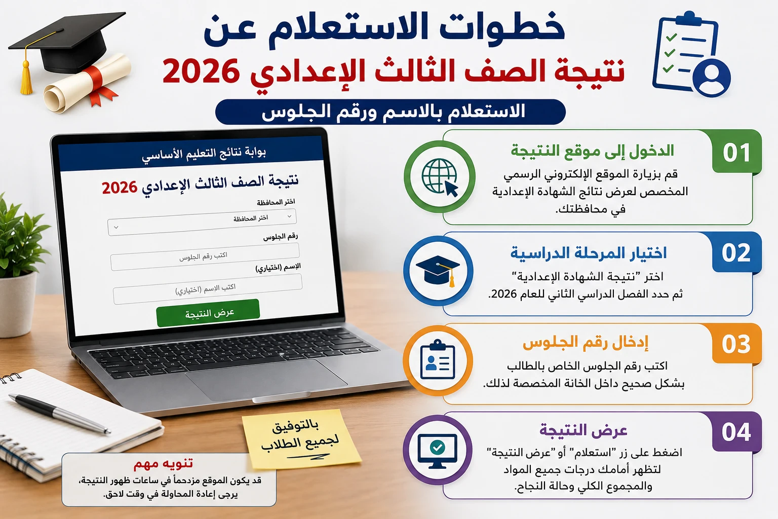 image about نتيجة الشهادة الإعدادية 2026 برقم الجلوس والاسم