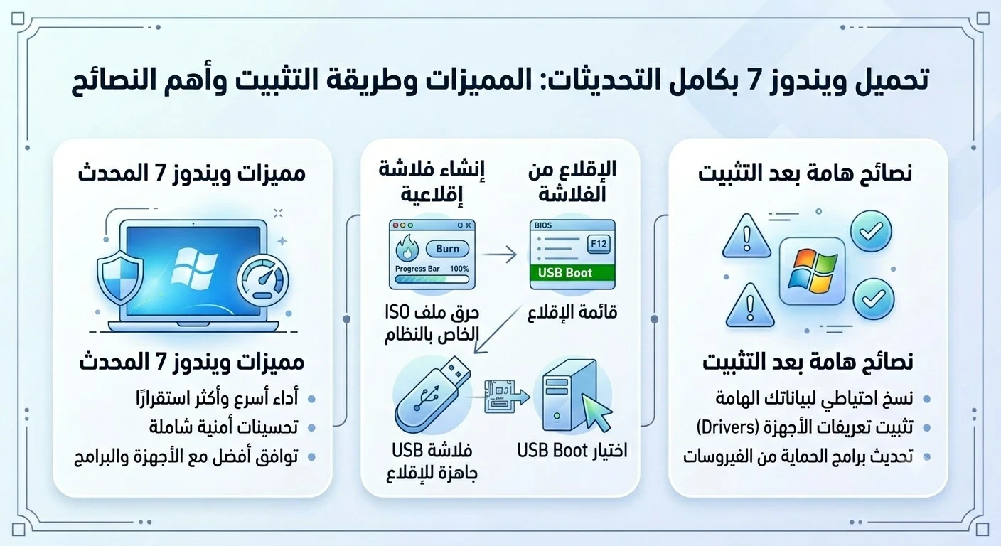 image about تحميل ويندوز 7 بكامل التحديثات: المميزات وطريقة التثبيت وأهم النصائح