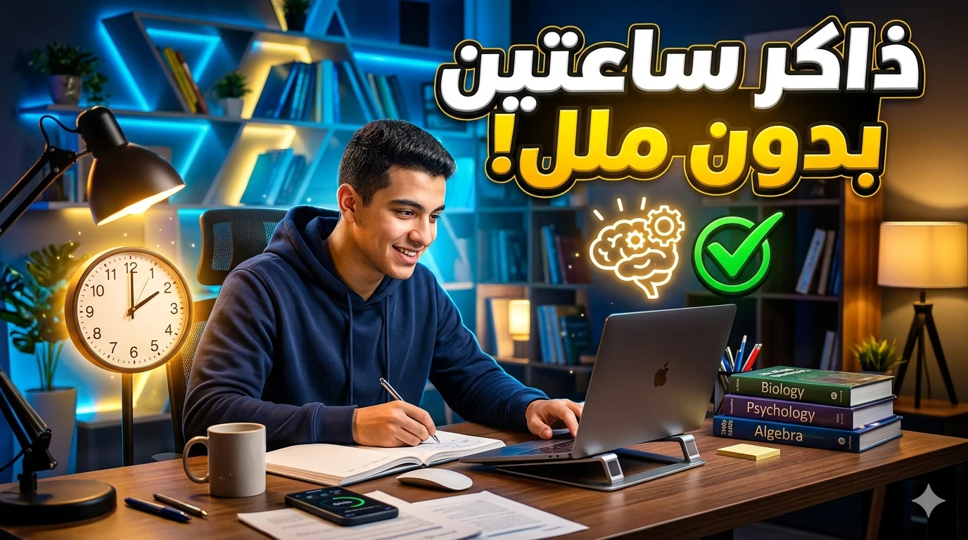 image about كيف تذاكر بتركيز لمدة ساعتين بدون ملل؟