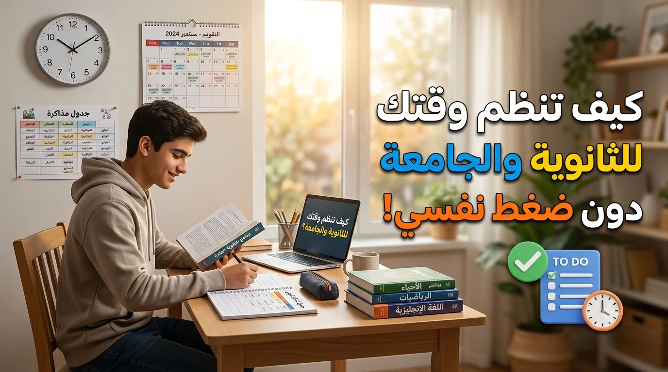 image about كيف تنظم وقتك للاستعداد للمرحلة الثانوية والجامعية دون ضغط نفسي؟