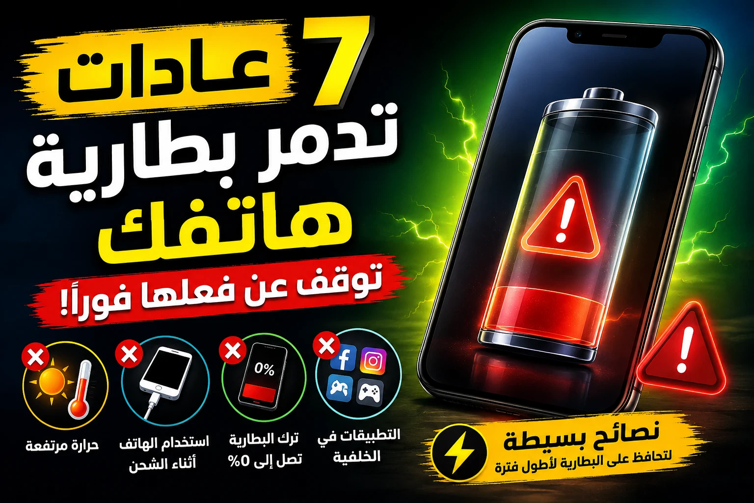 image about 🔋⚠️ 7 عادات تدمر بطارية هاتفك.. توقف عن فعلها فورًا!