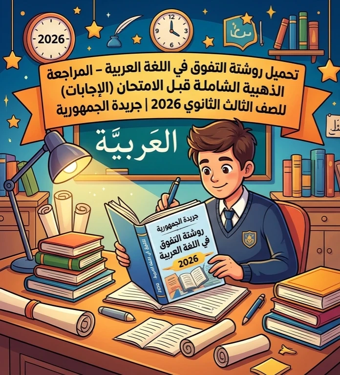 image about 📚 تحميل روشتة التفوق في اللغة العربية من جريدة الجمهورية بالإجابات للصف الثالث الثانوي 2026 PDF – المراجعة الذهبية الشاملة قبل الامتحان