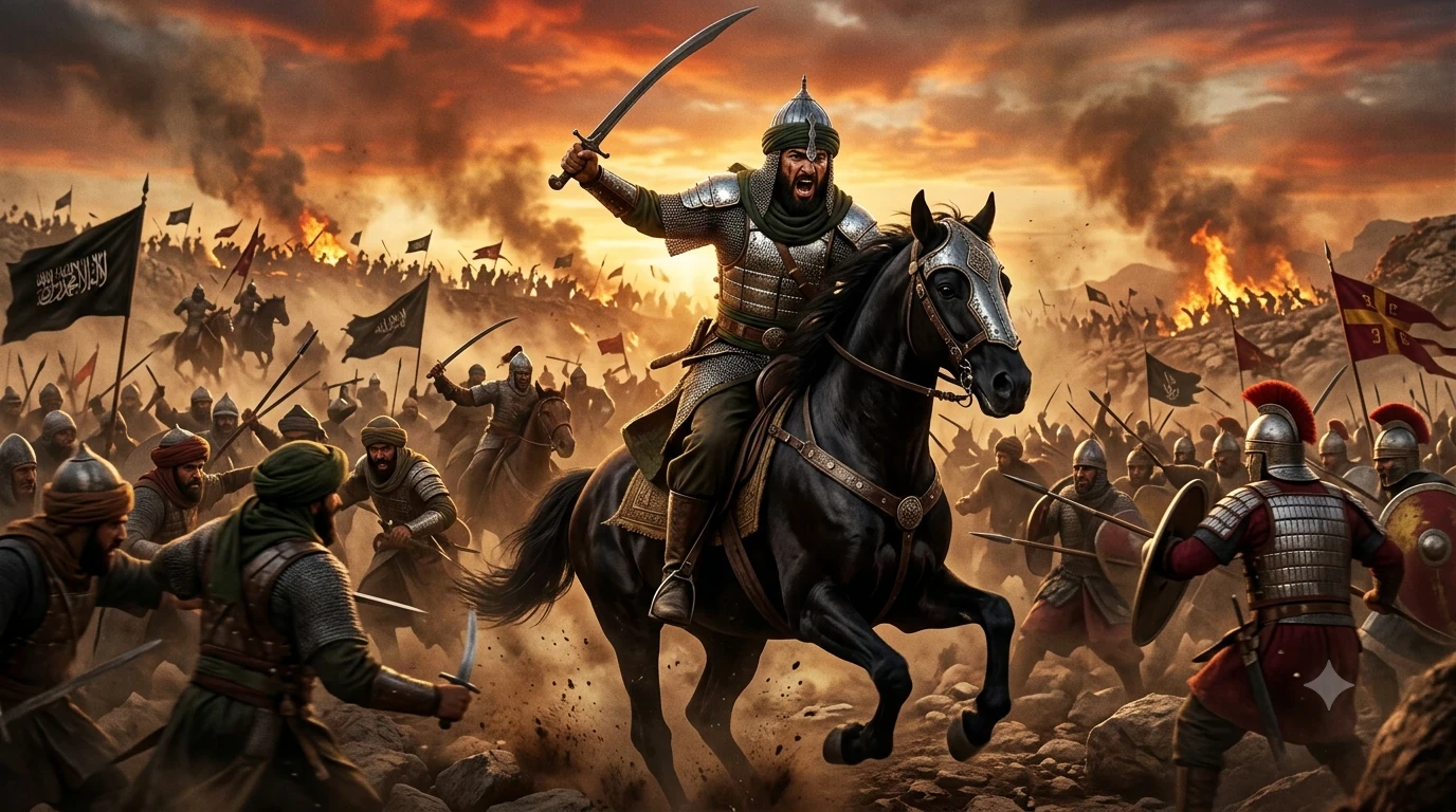image about خالد بن الوليد ضد الروم في معركة اليرموك.. المعركة التي غيرت مجرى التاريخ