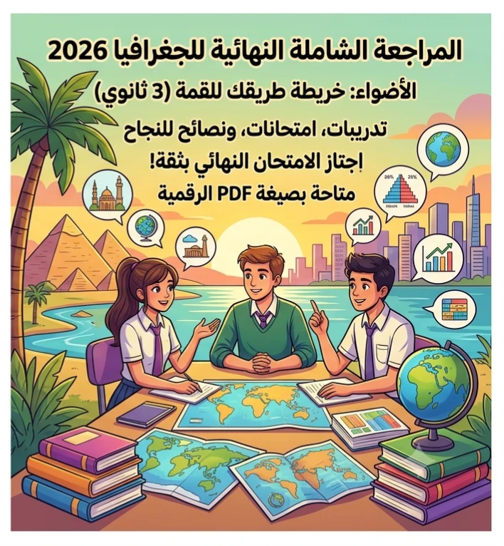 image about 📚 مراجعة الأضواء النهائية في الجغرافيا للصف الثالث الثانوي 2026 PDF – أقوى مراجعة شاملة لتحقيق الدرجة النهائية