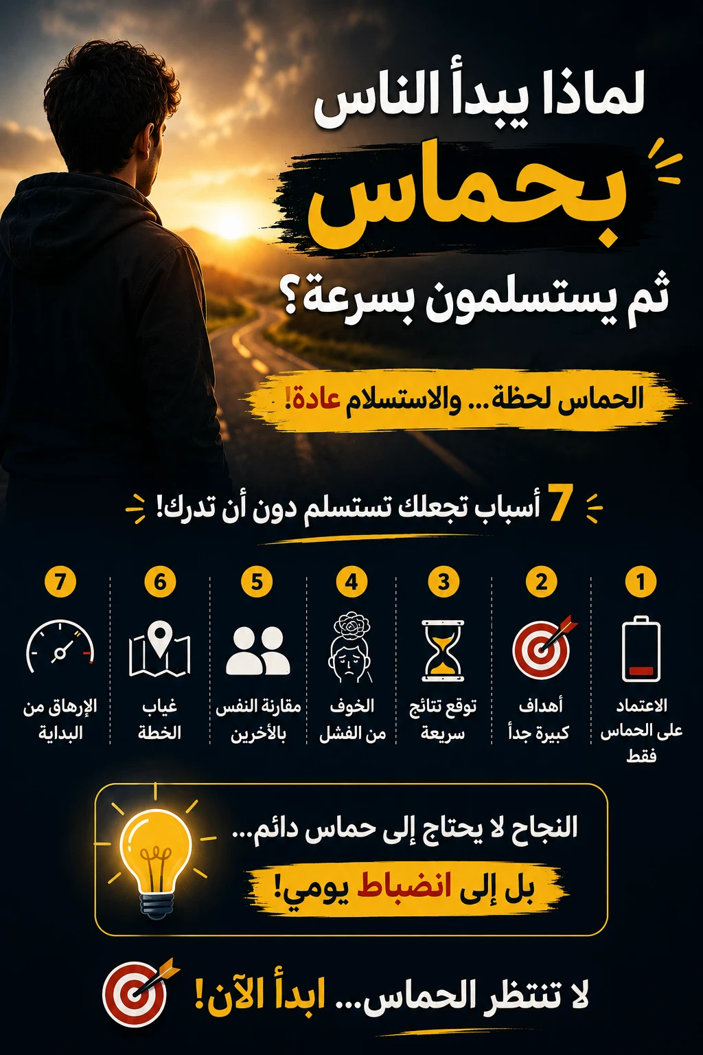 image about لماذا يبدأ الناس بحماس ثم يستسلمون بسرعة ؟