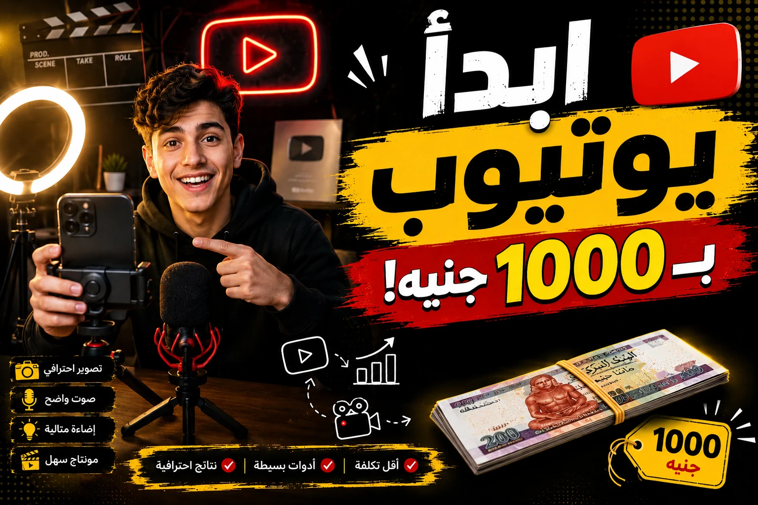 image about كيف تصبح يوتيوبر بـ1000 جنيه؟ دليل البداية بأقل تكلفة. 