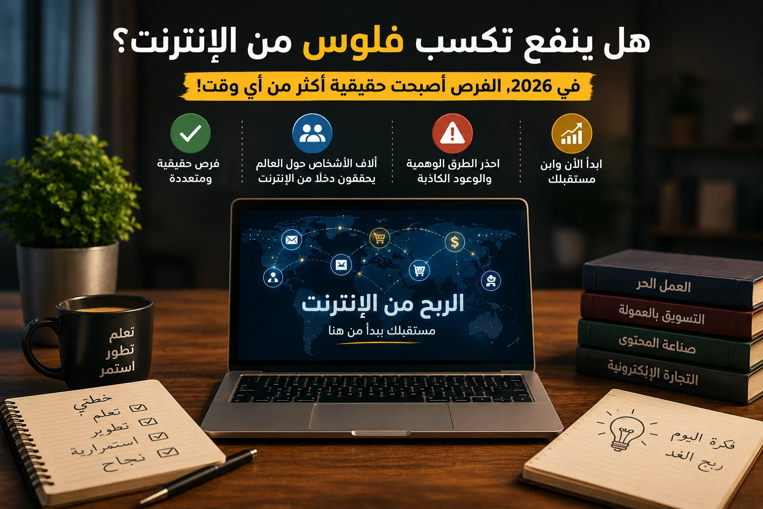image about أفضل مصادر الربح من الإنترنت في 2026  (طرق حقيقية ومجربة للمبتدئين والمحترفين)