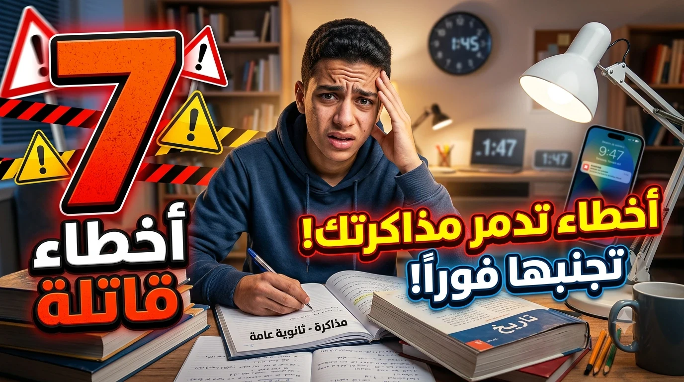 image about 7 أخطاء يقع فيها طلاب الثانوية العامة أثناء المذاكرة وكيف تتجنبها لتحقيق أعلى الدرجات