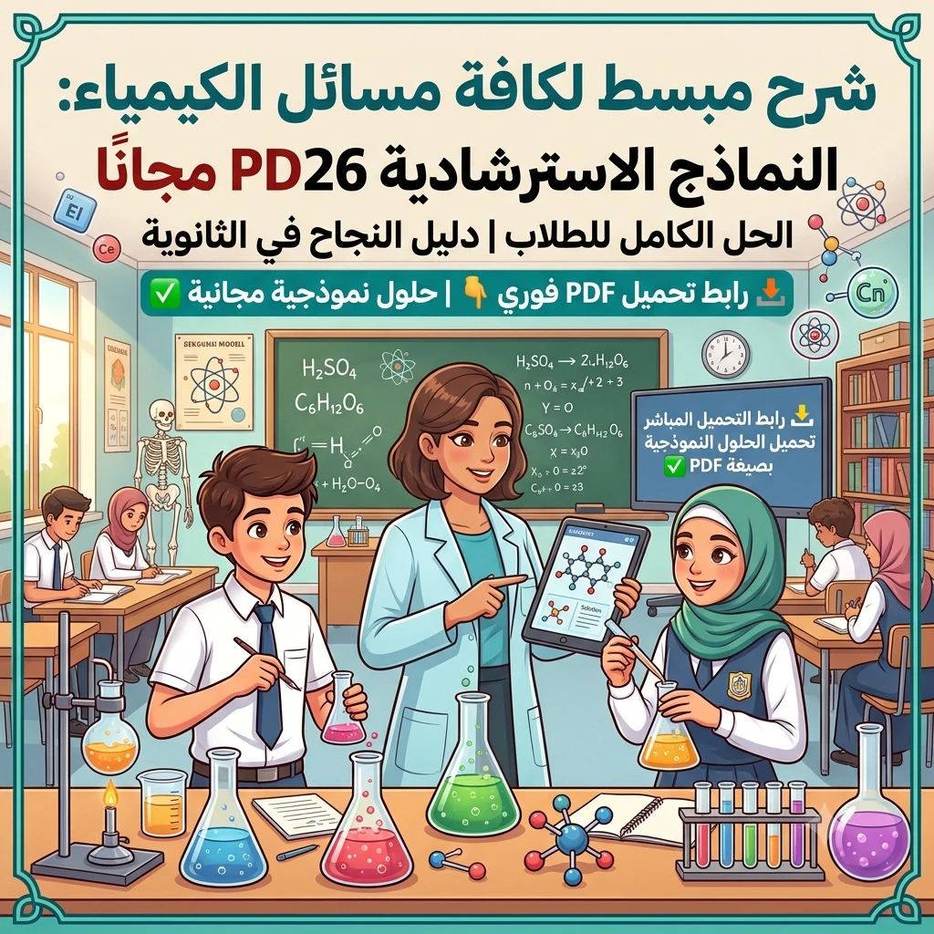 image about 📥 تحميل إجابة جميع مسائل الكيمياء في النماذج الاسترشادية للصف الثالث الثانوي 2026 PDF مجانًا | الحلول الكاملة بأبسط شرح