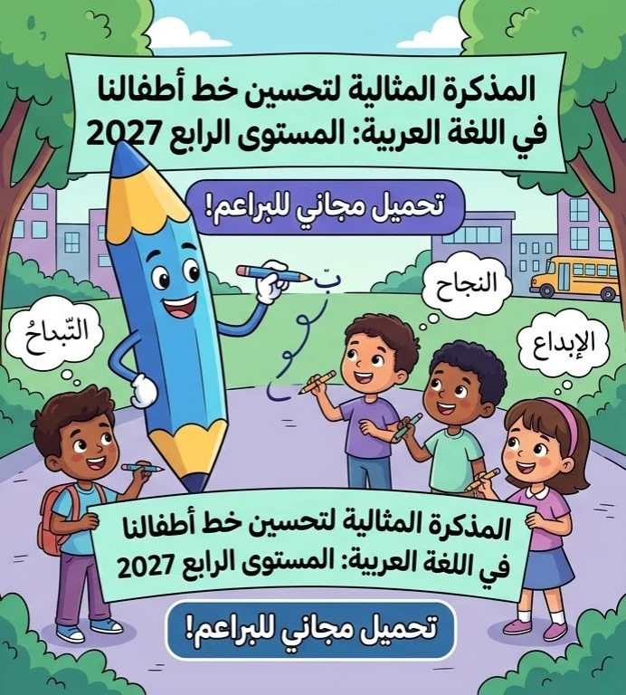 image about 📝 تحميل مذكرة البراعم في تحسين الخط في اللغة العربية المستوى الرابع 2027 PDF مجانًا | أفضل مذكرة لتعليم الخط العربي