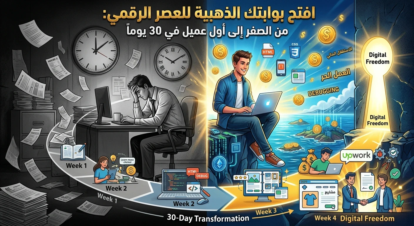 image about دليل عام 2026: كيف تتعلم مهارة رقمية وتدخل عالم العمل الحر في 30 يوماً فقط؟ 💸💻
