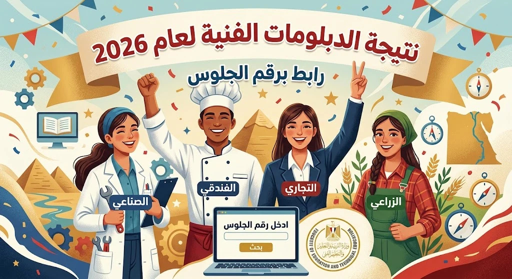 image about رابط نتيجة الدبلومات الفنية 2026 برقم الجلوس (صناعي - تجاري - زراعي - فندقي)